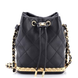 Lock Frame Bucket Bag with Chain Quilted Lambskin Small