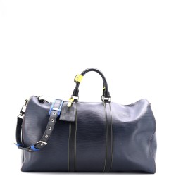 Keepall Bandouliere Bag Epi Leather with Damier Graphite 50