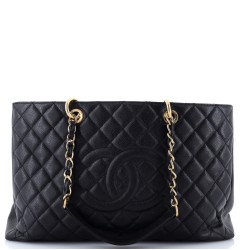 Grand Shopping Tote Quilted Caviar XL
