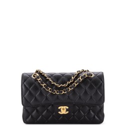 Classic Double Flap Bag Quilted Caviar Small