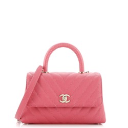 Coco Top Handle Bag Chevron Caviar with Lizard Embossed Handle Mini