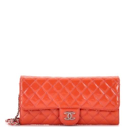 Brilliant Wallet on Chain Clutch Quilted Patent East West