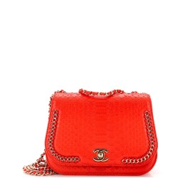 Braided Chic Flap Bag Python Small