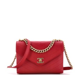 Coco Chevron Flap Bag Stitched Calfskin Small