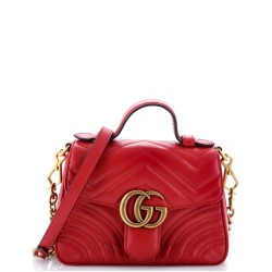 GG Marmont Top Handle Flap Bag Matelasse Leather Mini