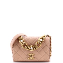 Pearl Boy Chain Flap Bag Quilted Calfskin Mini