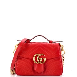GG Marmont Top Handle Flap Bag Matelasse Leather Mini