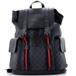 Double Pocket Buckle Backpack GG Coated Canvas Large