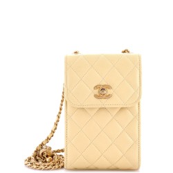 Pearl Crush Phone Holder Crossbody Bag Quilted Lambskin