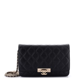 Golden Class Wallet on Chain Quilted Caviar