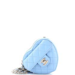 CC in Love Heart Clutch with Chain Quilted Lambskin
