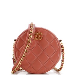 Chain Infinity Round Clutch with Chain Quilted Lambskin
