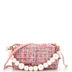 Pearl Handle Flap Bag Quilted Tweed Medium