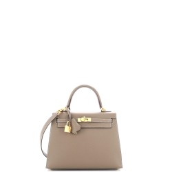 Kelly Handbag Grey Epsom with Gold Hardware 25