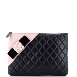 Camellia O Case Clutch Quilted Lambskin Medium