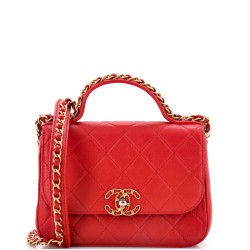 Chain Infinity Top Handle Bag Quilted Lambskin Mini