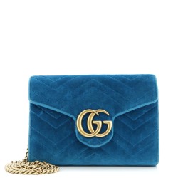 GG Marmont Chain Wallet Matelasse Velvet Mini