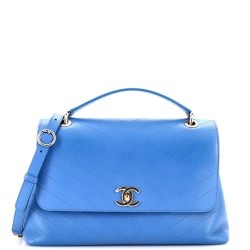 Chevron Chic Top Handle Bag Chevron Calfskin Medium