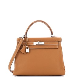 Kelly Handbag Gold Clemence with Palladium Hardware 28