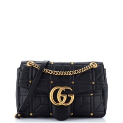 GG Marmont Flap Bag Studded Matelasse Leather Medium