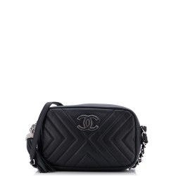 CC Tassel Camera Bag Diagonal Chevron Calfskin Mini