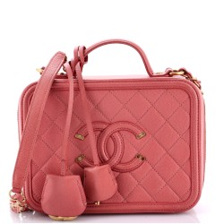 Filigree Vanity Case Quilted Caviar Medium