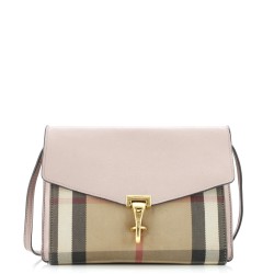 Macken Crossbody Bag Leather and House Check Canvas Small
