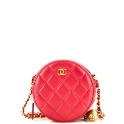 Pearl Crush Round Clutch with Chain Quilted Lambskin