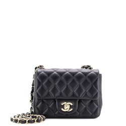 Square Classic Single Flap Bag Quilted Lambskin Mini