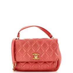 Front Pocket Top Handle Flap Bag Quilted Calfskin Mini