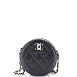 Coco Candy Round Clutch with Chain Quilted Caviar
