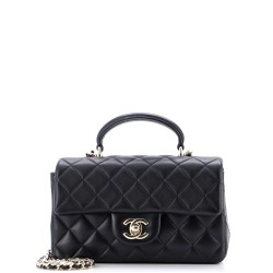 Classic Single Flap Top Handle Bag Quilted Lambskin Mini