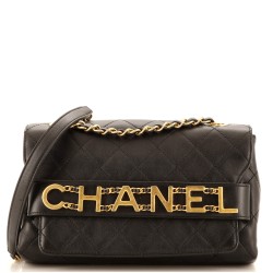 Logo Enchained Flap Bag Quilted Calfskin Medium