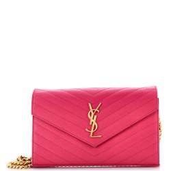 Classic Monogram Wallet on Chain Matelasse Chevron Leather Medium