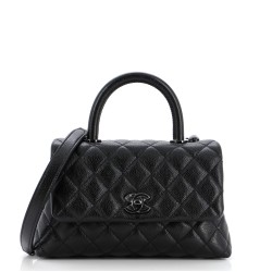 So Black Coco Top Handle Bag Quilted Caviar Mini