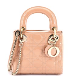 Lady Dior Chain Bag Cannage Quilt Patent Mini