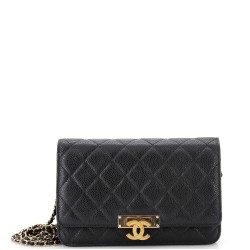 Golden Class Wallet on Chain Quilted Caviar