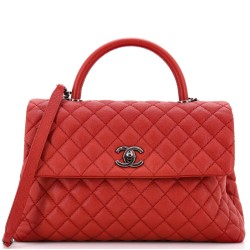 Coco Top Handle Bag Quilted Caviar Medium