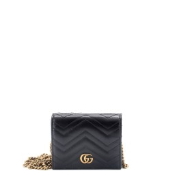 GG Marmont Card Case on Chain Matelasse Leather