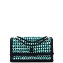 Two Tone Flap Bag Quilted Tweed Small