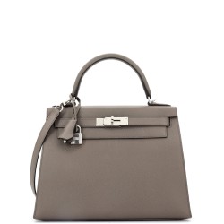 Kelly Handbag Grey Epsom with Palladium Hardware 28