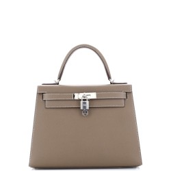 Kelly Handbag Grey Epsom with Palladium Hardware 28