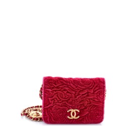 Flap Coin Purse with Chain Camellia Velvet