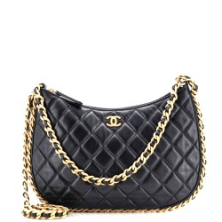 Chunky Chain Around Zip Hobo Quilted Lambskin Large