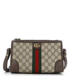Ophidia Zip Messenger Bag GG Coated Canvas with Leather Small