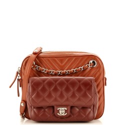 Paris-Hamburg Double Camera Case Bag Chevron and Diamond Quilted Calfskin Small