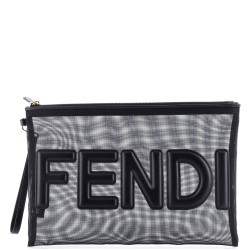 Logo Wristlet Clutch Printed Mesh Large