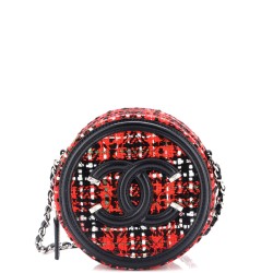 Filigree Round Clutch with Chain Quilted Tweed Mini