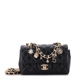 Coco Charms Classic Single Flap Bag Quilted Lambskin Mini