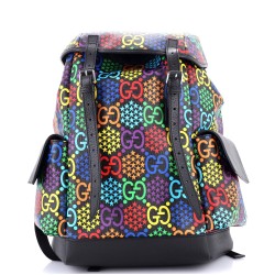 Double Pocket Belt Backpack Psychedelic Print GG Coated Canvas Medium